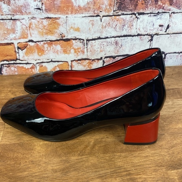 CAPELLI ROSSI Black and Red Patent Leather Block Heel Round Toe Shoes Sz EU39 - Picture 7 of 13